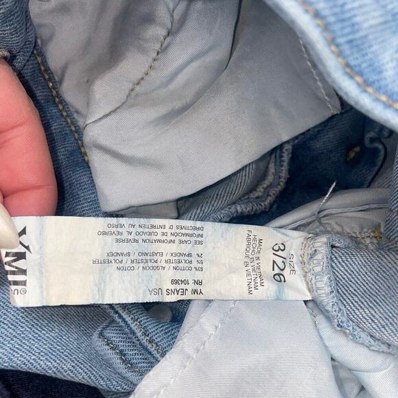 YMI jeans Dream authentic denim wide leg raw hem distressed SZ 3 26" pants - Picture 4 of 8